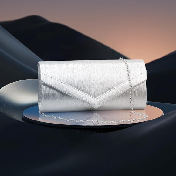 Women's Evening Handbags Fashion Vegan Leather Envelope Clutch Purse Chain - Picture 3 of 7